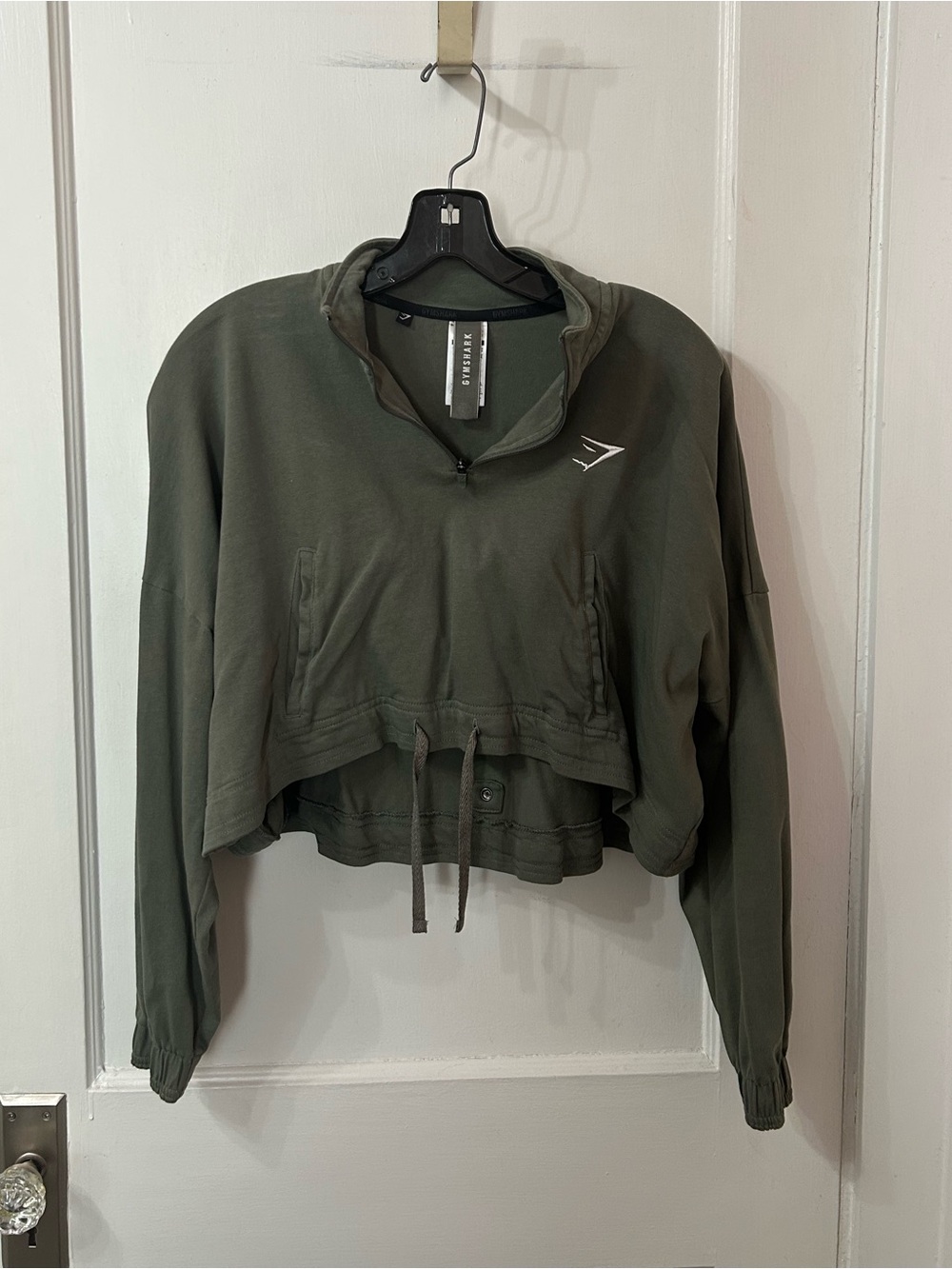 Gymshark Olive Cropped Quarter-Zip Utility Jacket